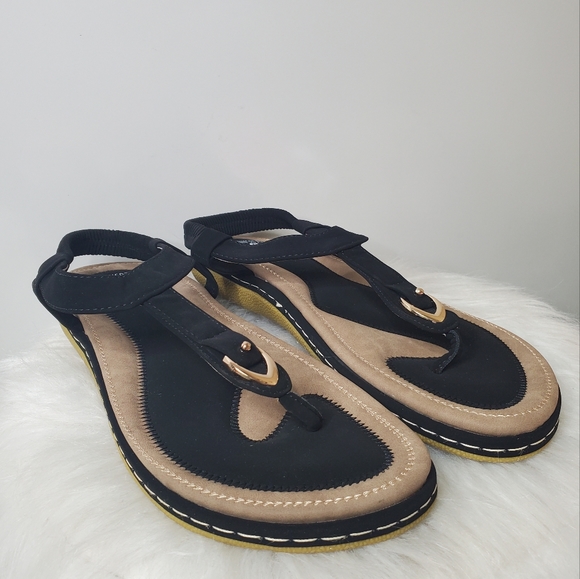 Socosands Shoes New Socosands Black Gold Tstrap Womens Comfort